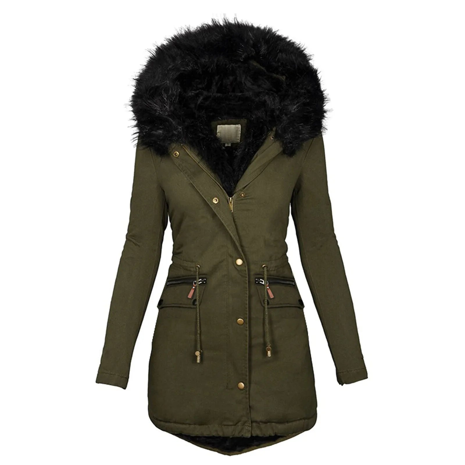 Fashion Jacket Parka Women Velvet Parka Coat With Drawstring Pockets Thick Warm Winter Jackets Down Jackets