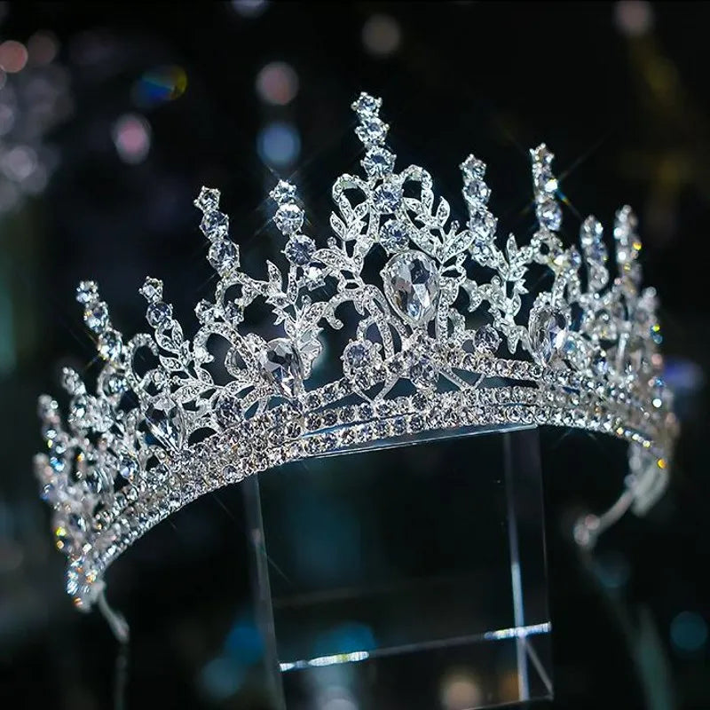 Silver Color Crystal Bridal Tiaras Crown Rhinestone Pageant Headpieces Wedding Hair Accessories