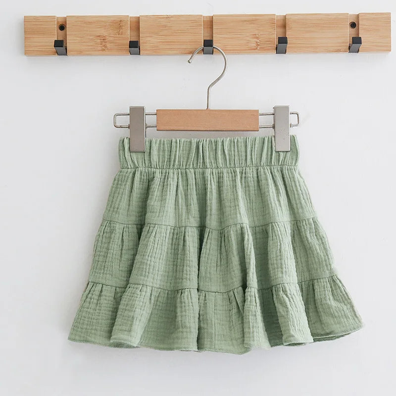 100% Cotton Girls Ruffle Skirt Toddler Baby Girl Casual Children's Mini Skirts