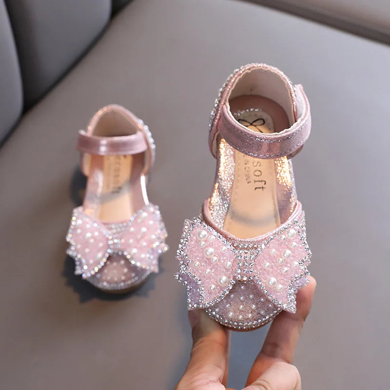 Summer Girls Flat Princess Sandals Fashion Sequins Bow Rhinestone Baby Shoes Kids Shoes Party Wedding Party Sandals