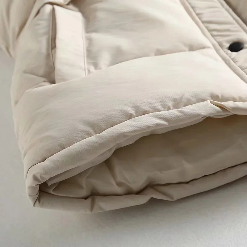 Women Solid Loose Vest Drawstring Stand Collar Long Vest Jacket  Cotton Padded Women Windproof Warm Waistcoat