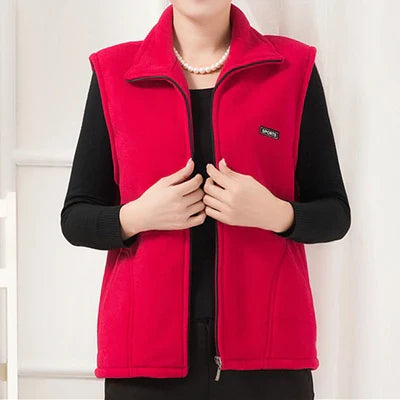 Plus Size Autumn Women Polar Fleece Fabric Vest Large Sleeveless Jacket Fashion Zipper Women's Leisure gilet-Dollar Bargains Online Shopping Australia