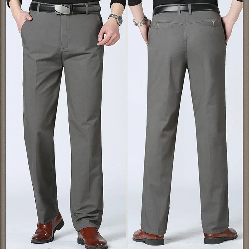 Mens Pants Cotton Casual Stretch Male Trousers Man Long Straight High Quality Plus Size Suit Pant-Dollar Bargains Online Shopping Australia