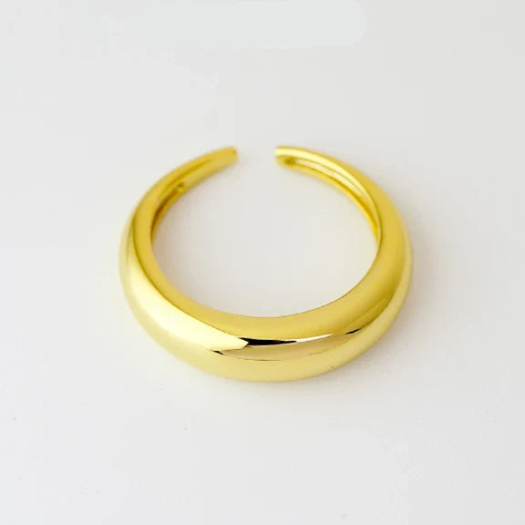 Glossy Wide Version Gold Color Plated Exaggerated Metal Rings Open Adjustable Ring for Women Men Jewelry-Dollar Bargains Online Shopping Australia