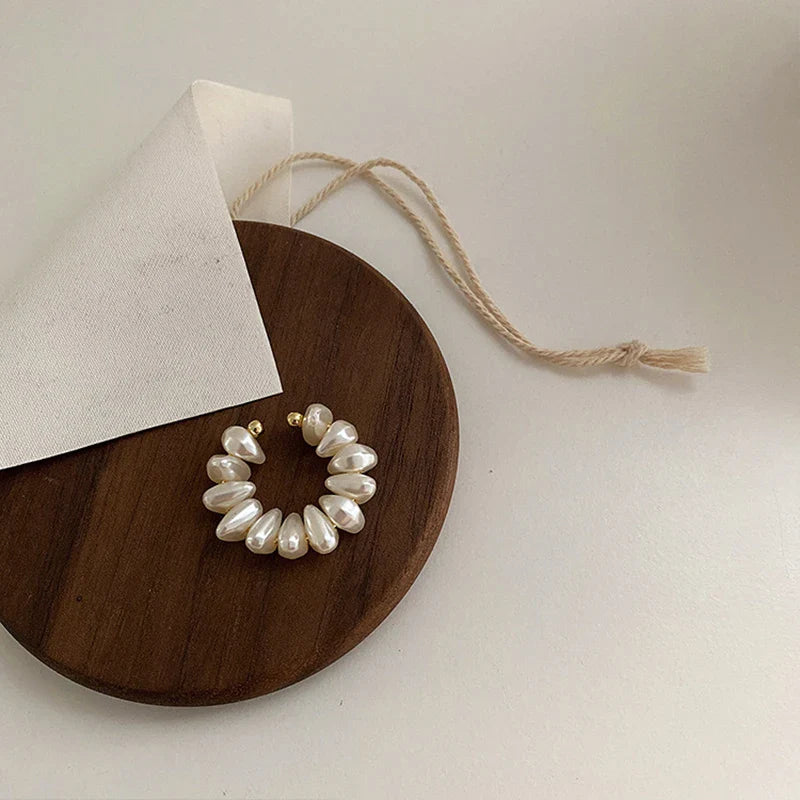 French Pearl Ear Bone Clip Women Fake Piercing Ear Cuff Retro Elegant Irregular Natural Pearl Ear Clips On Earrings Jewelry Gift-Dollar Bargains Online Shopping Australia