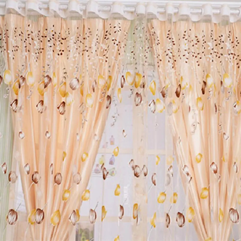 Tulip Flowers Tulle For Kitchen Living Room Bedroom Sheer Curtains Home Decoration Window Treatments Voile Panel Drapes