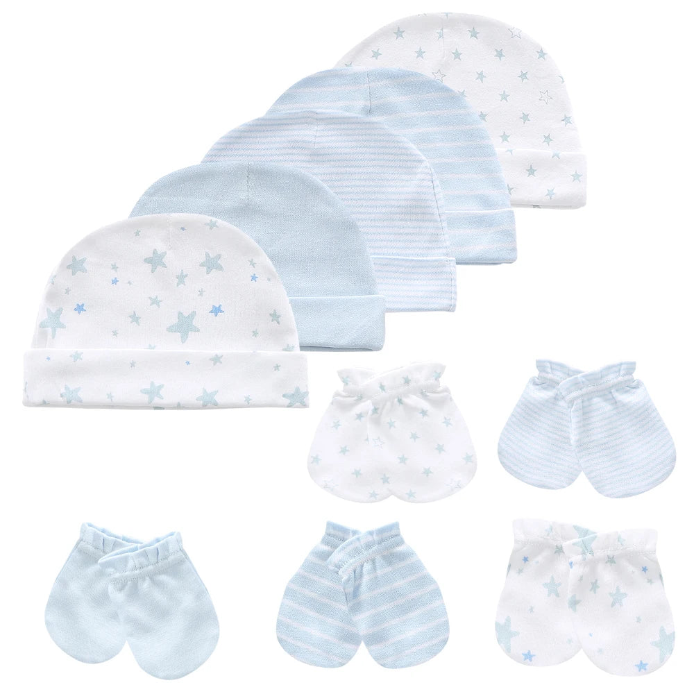 Newborn Baby Hat and Mittens Girl Boy Cap Comfy Infant Hat & Gloves Cotton Toddler Baby Accessorise For 0-6M-Dollar Bargains Online Shopping Australia