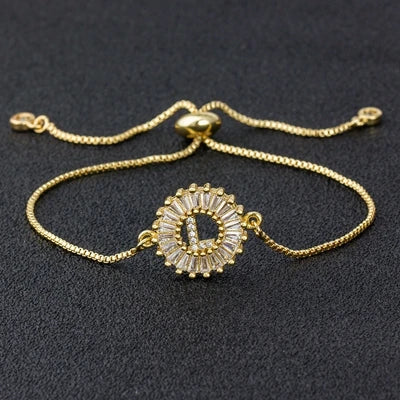Initial Micro Pave Cubic Zircon Letter Men Charm Chain Bracelets Adjustable For Women Lovers Jewelry Gift Bangle-Dollar Bargains Online Shopping Australia