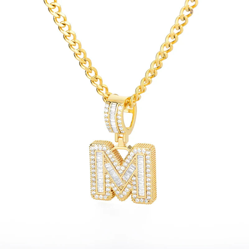 Cubic Zirconia Letters A-Z Pendant Necklaces Iced Out Rock Candy Style Initial Charms Necklace Fantastic Jewelry Gift-Dollar Bargains Online Shopping Australia