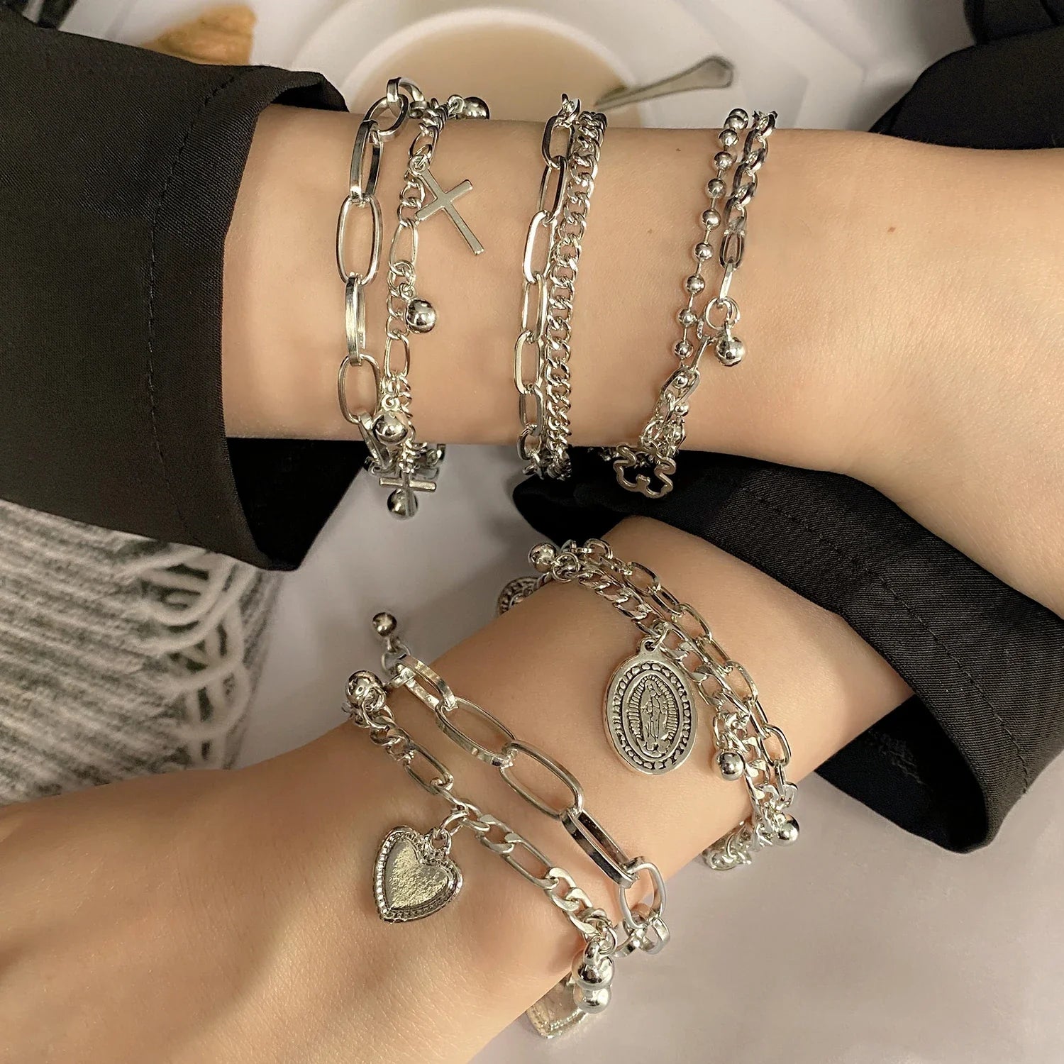 FNIO Bohemian Bracelets for Women Fashion Multilayer Beaded Chain Bracelets Set Charm Bracelet Bangles Jewelry Punk-Dollar Bargains Online Shopping Australia