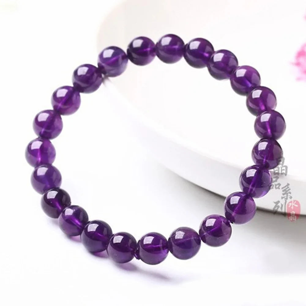 8mm Charm Beaded Bracelet With Natural Stone Beads Purple Amethysts Bracelet Bangle For Men Women Jewelry Best Friend Gift-Dollar Bargains Online Shopping Australia