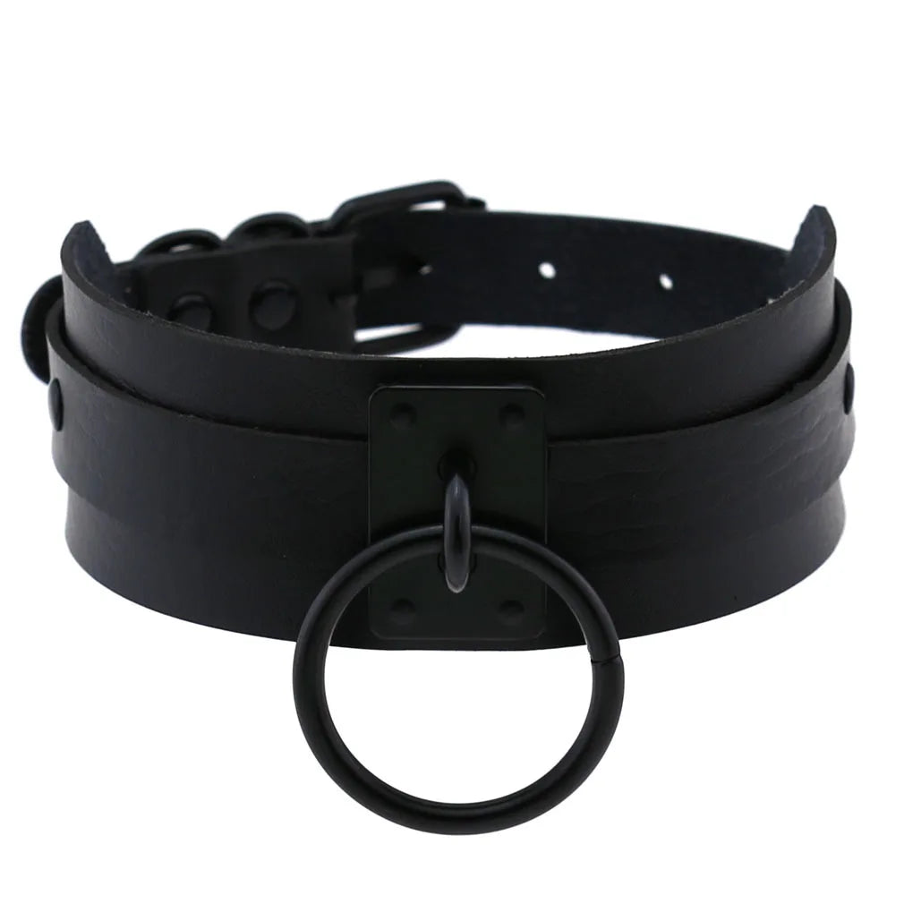 Halloween Emo Cosplay All Black Goth Choker Necklaces For Women Men Punk Spike Rivet Round Heart Bell Belt Necklaces Y2K Jewelry-Dollar Bargains Online Shopping Australia