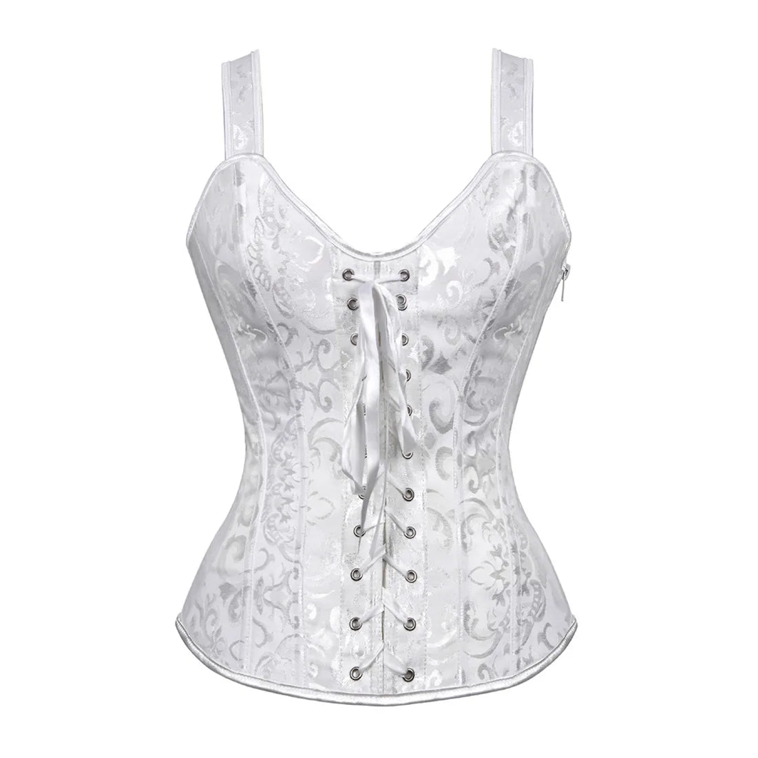 Steampunk Corset with Cup Lingerie Zipper Side Straps Overbust Corset Waist Trainer Bustier Plus Size-Dollar Bargains Online Shopping Australia
