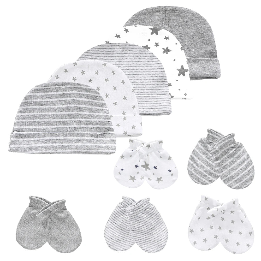 Newborn Baby Hat and Mittens Girl Boy Cap Comfy Infant Hat & Gloves Cotton Toddler Baby Accessorise For 0-6M-Dollar Bargains Online Shopping Australia