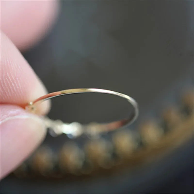 Sterling Silver Plating Gold Fashion Diamond Ring Women Exquisite Sweet Wedding Jewelry Accessories