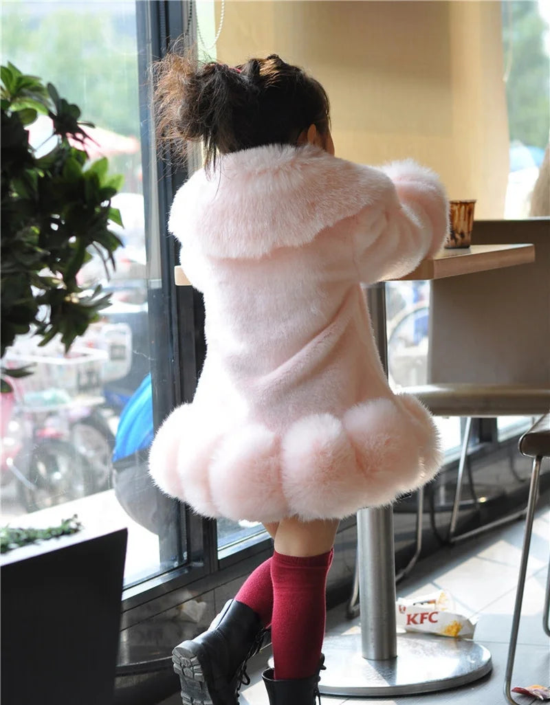 Winter Jacket Kids Girl Parkas Cute Warm Wedding Faux Fur Coat For Girls Children Winter Clothes Soft Party Baby Girl Coats