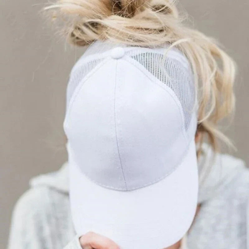 High Ponytail Baseball Cap for Women Summer Sun Hat Running Snapback Hat Messy High Bun CasualWomen's Mesh Caps Female