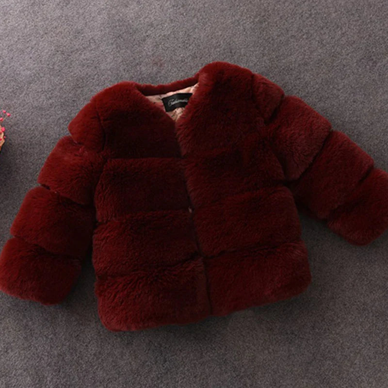 Baby Girls Faux Fur Coat Winter Children Girls Long Sleeve Christmas Jacket Warm Kids Girls Snow Coat Girls Outerwear Clothing-Dollar Bargains Online Shopping Australia