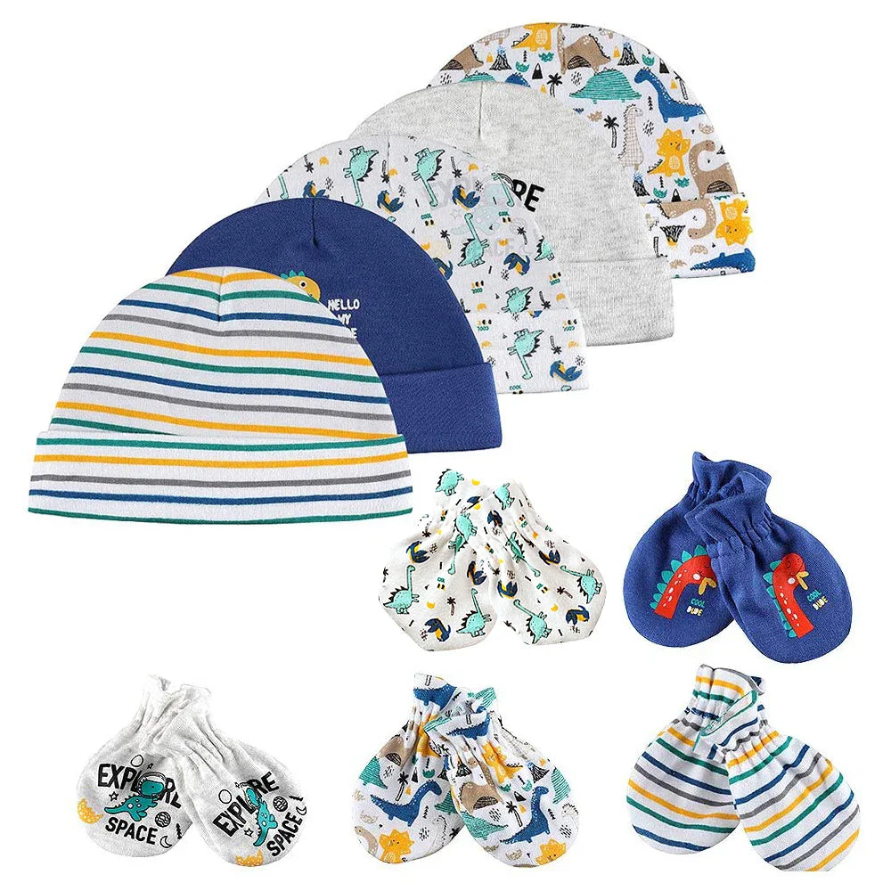 Newborn Baby Hat and Mittens Girl Boy Cap Comfy Infant Hat & Gloves Cotton Toddler Baby Accessorise For 0-6M-Dollar Bargains Online Shopping Australia