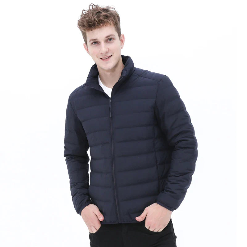 Man Stand-up Collar 90% Down Puffer Jacket Soft Matt Waterproof Fabric Jackets Seamless Winter Autumn Warm Outerwear Coat Blazer