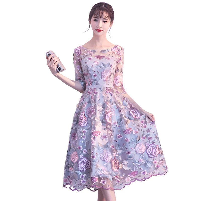 Short Formal Dresses Flowers Women Bride Elegant Wedding Party Dress