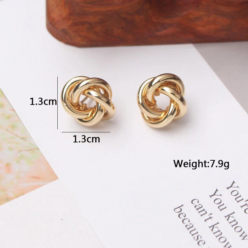 Tiny Metal Stud Earrings for Women Gold Color Twist Round Earrings Small Unusual Earrings-Dollar Bargains Online Shopping Australia