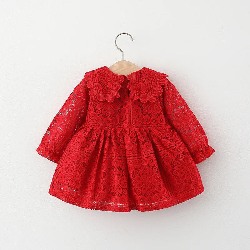 Toddler Girl Clothes Korean Fashion Doll Collar Long Sleeve Lace Baby 1st Birthday Dresses Princess Dress-Dollar Bargains Online Shopping Australia