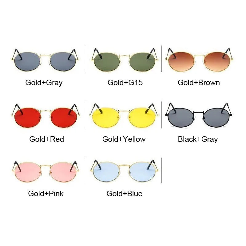 Small Oval Mirror Sunglasses Woman Pink Luxury Brand Designer Eyewear Shades Ladies Alloy Black Sun Glasses Female UV400-Dollar Bargains Online Shopping Australia