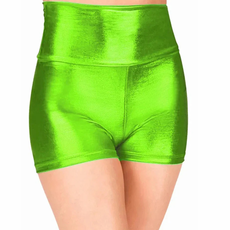 Women Metallic Dance Shorts Shiny Workout Shorts For Girls Gymnastics Red High Waisted Shorts Skinny Underpants-Dollar Bargains Online Shopping Australia