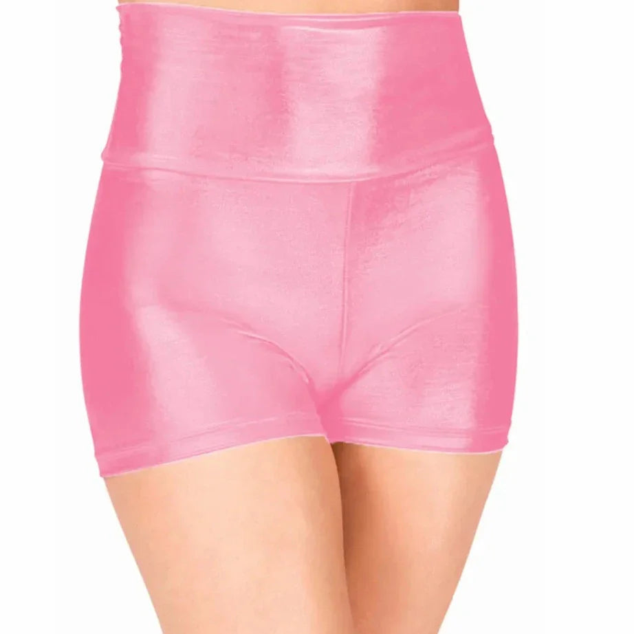 Women Metallic Dance Shorts Shiny Workout Shorts For Girls Gymnastics Red High Waisted Shorts Skinny Underpants-Dollar Bargains Online Shopping Australia