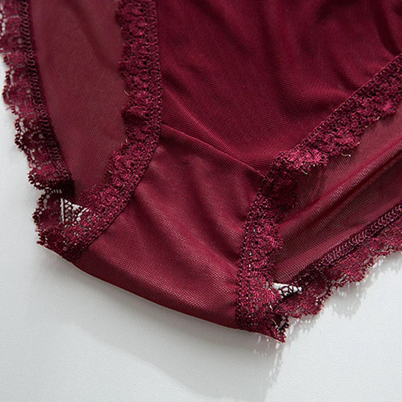 Ruffle Lace Mesh Seamless Panties For Women Hollow Out Transparent Sexy Underwear Briefs Female Lingerie Thongs-Dollar Bargains Online Shopping Australia