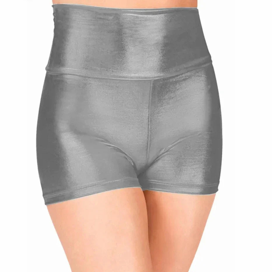 Women Metallic Dance Shorts Shiny Workout Shorts For Girls Gymnastics Red High Waisted Shorts Skinny Underpants-Dollar Bargains Online Shopping Australia