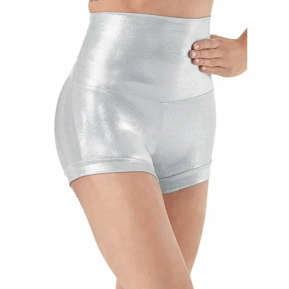 Women Metallic Dance Shorts Shiny Workout Shorts For Girls Gymnastics Red High Waisted Shorts Skinny Underpants-Dollar Bargains Online Shopping Australia