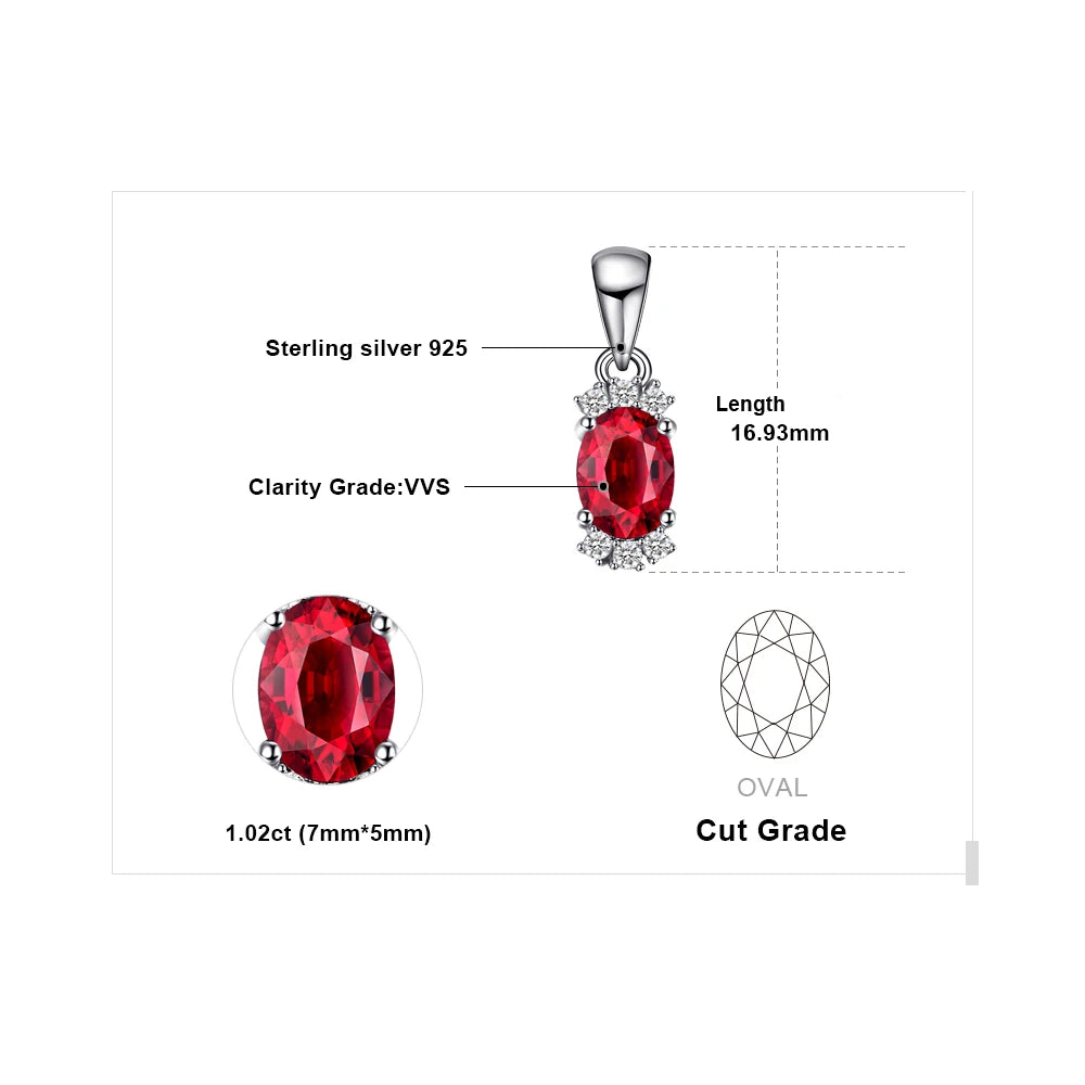 Oval Red Natural Garnet 925 Sterling Silver Pendant for Women Fashion Gemstone Necklace Jewelry Without Chain