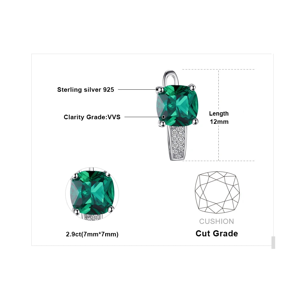 Simulated Green Emerald Created Ruby Sapphire 925 Sterling Silver Hoop Earrings for Women Gemstones Huggie Earings