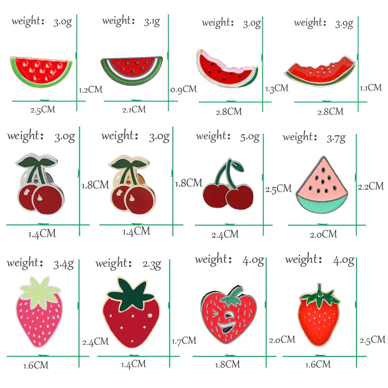 30 Style Fruit Vintage Brooch Watermelon Strawberry Enamel Pin Badge Cherry Brooches For Women Jewelry Men Accessories Pins Gift