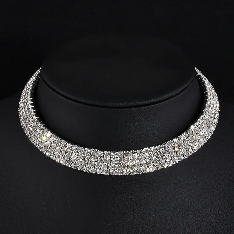 Rhinestone Choker Necklaces Torques Collar Women Statement Jewelry Girl Imitation Pearls Necklace-Dollar Bargains Online Shopping Australia
