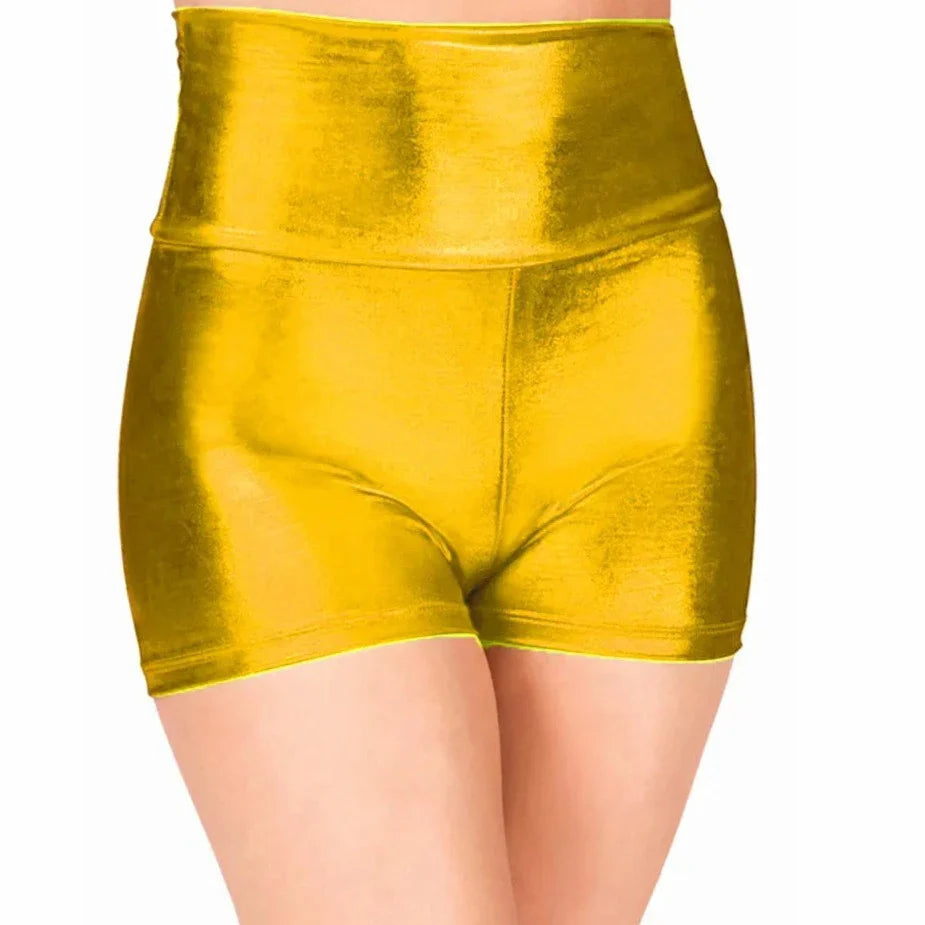 Women Metallic Dance Shorts Shiny Workout Shorts For Girls Gymnastics Red High Waisted Shorts Skinny Underpants-Dollar Bargains Online Shopping Australia