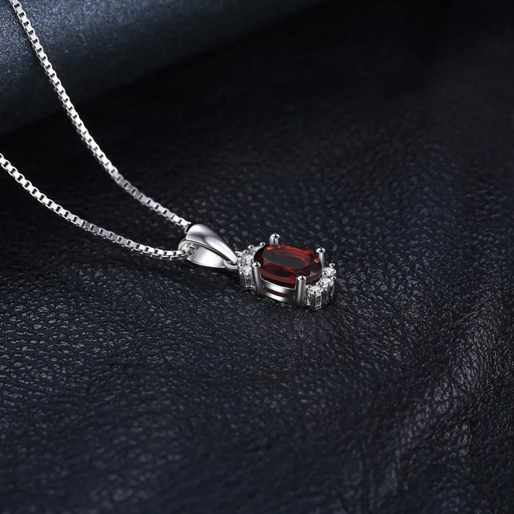 Oval Red Natural Garnet 925 Sterling Silver Pendant for Women Fashion Gemstone Necklace Jewelry Without Chain