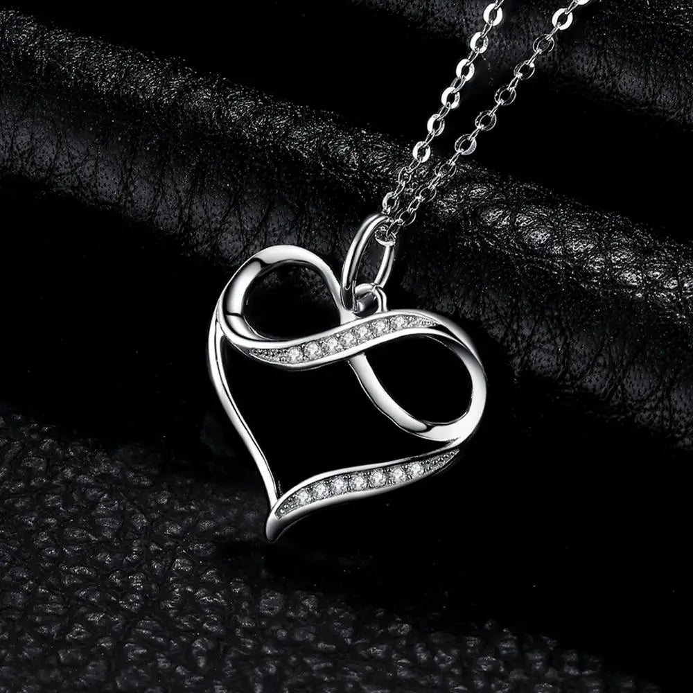 Infinity Love Knot Heart 925 Sterling Silver Pendant Necklace for Womam Girl Fashion Fine Jewelry Gift No Chain