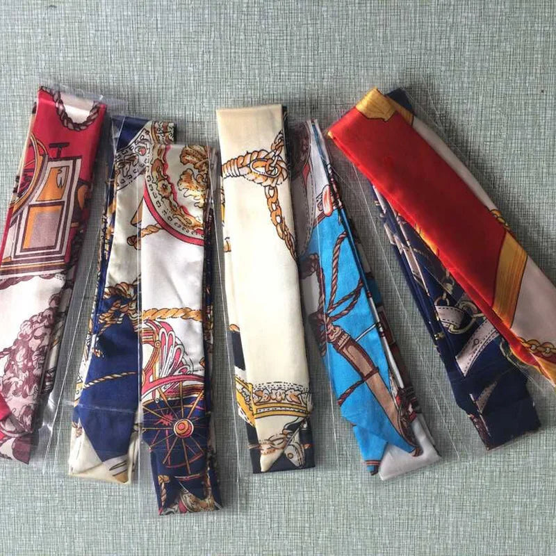New Silk Small Women Fashion Scarf Hair Bags Handle Decoration Tie Multifunction Hand Ribbon Scarf