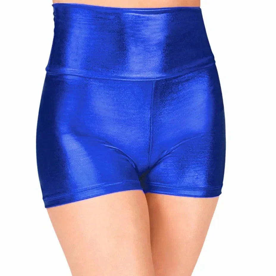 Women Metallic Dance Shorts Shiny Workout Shorts For Girls Gymnastics Red High Waisted Shorts Skinny Underpants-Dollar Bargains Online Shopping Australia