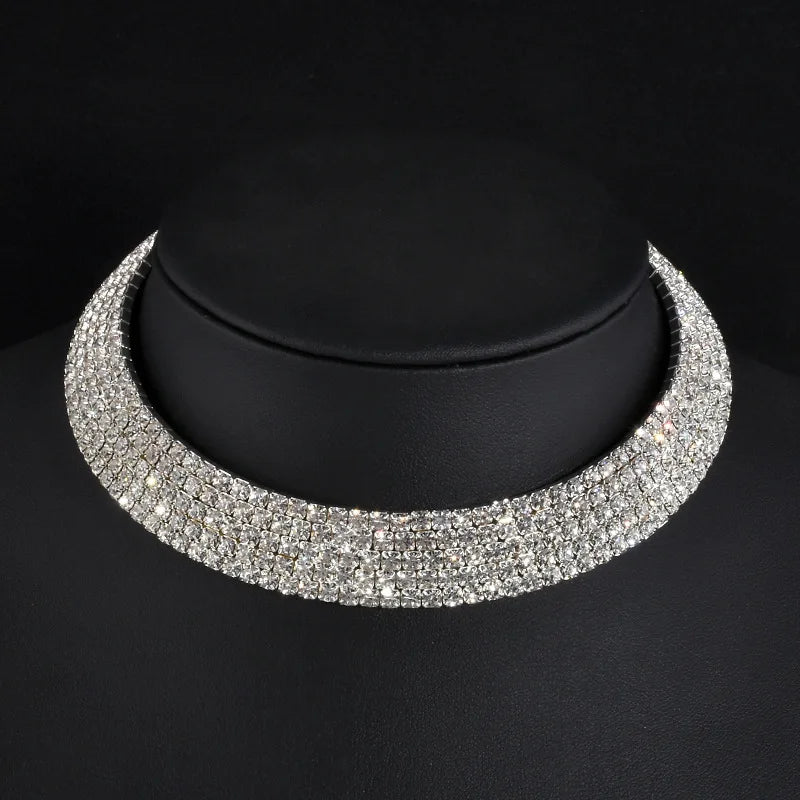 Rhinestone Choker Necklaces Torques Collar Women Statement Jewelry Girl Imitation Pearls Necklace-Dollar Bargains Online Shopping Australia