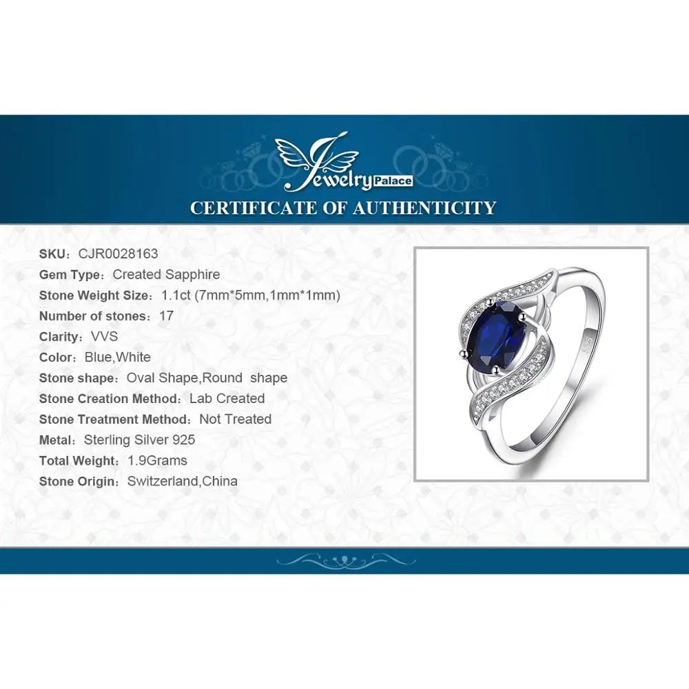 Created Blue Sapphire 925 Sterling Silver Ring for Women Statement Halo Engagement Ring Oval Gemstone Jewelry