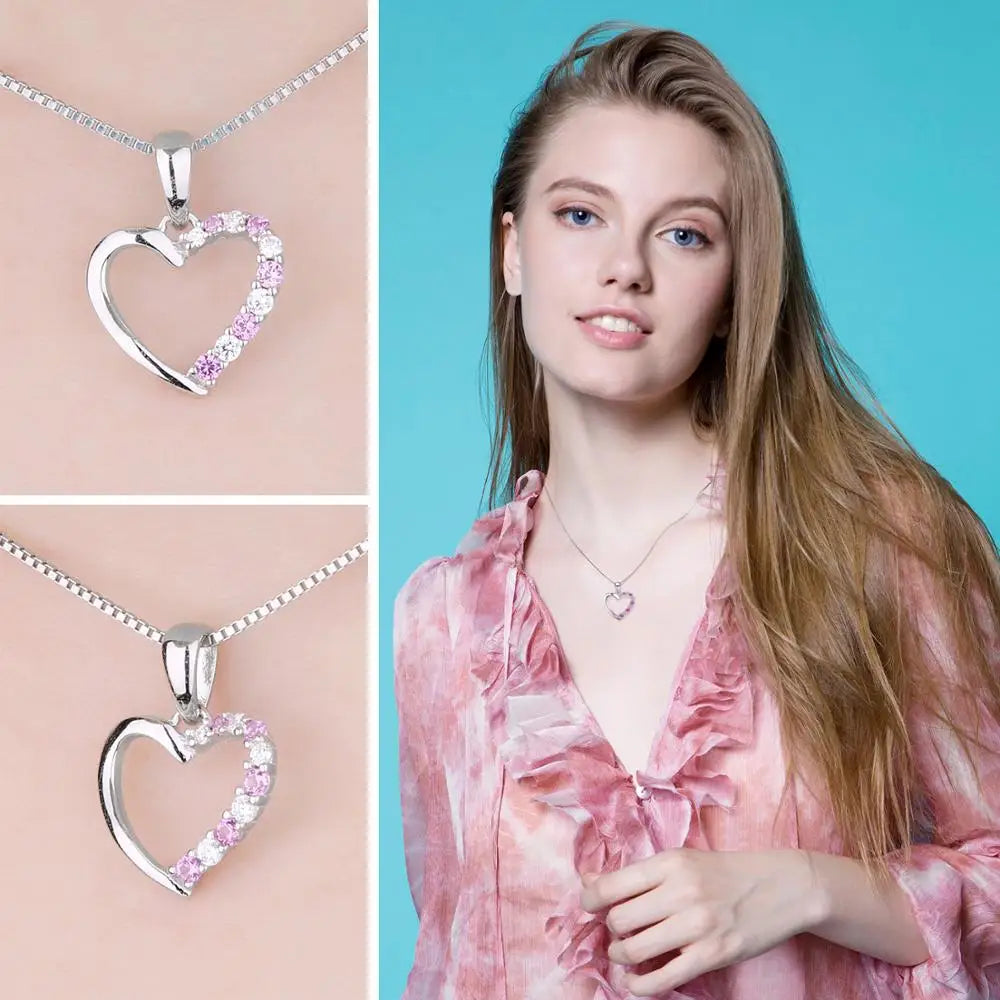 Heart Created Pink Sapphire 925 Sterling Silver Pendant Necklace for Women No Chain Yellow Gold Rose Gold Plated