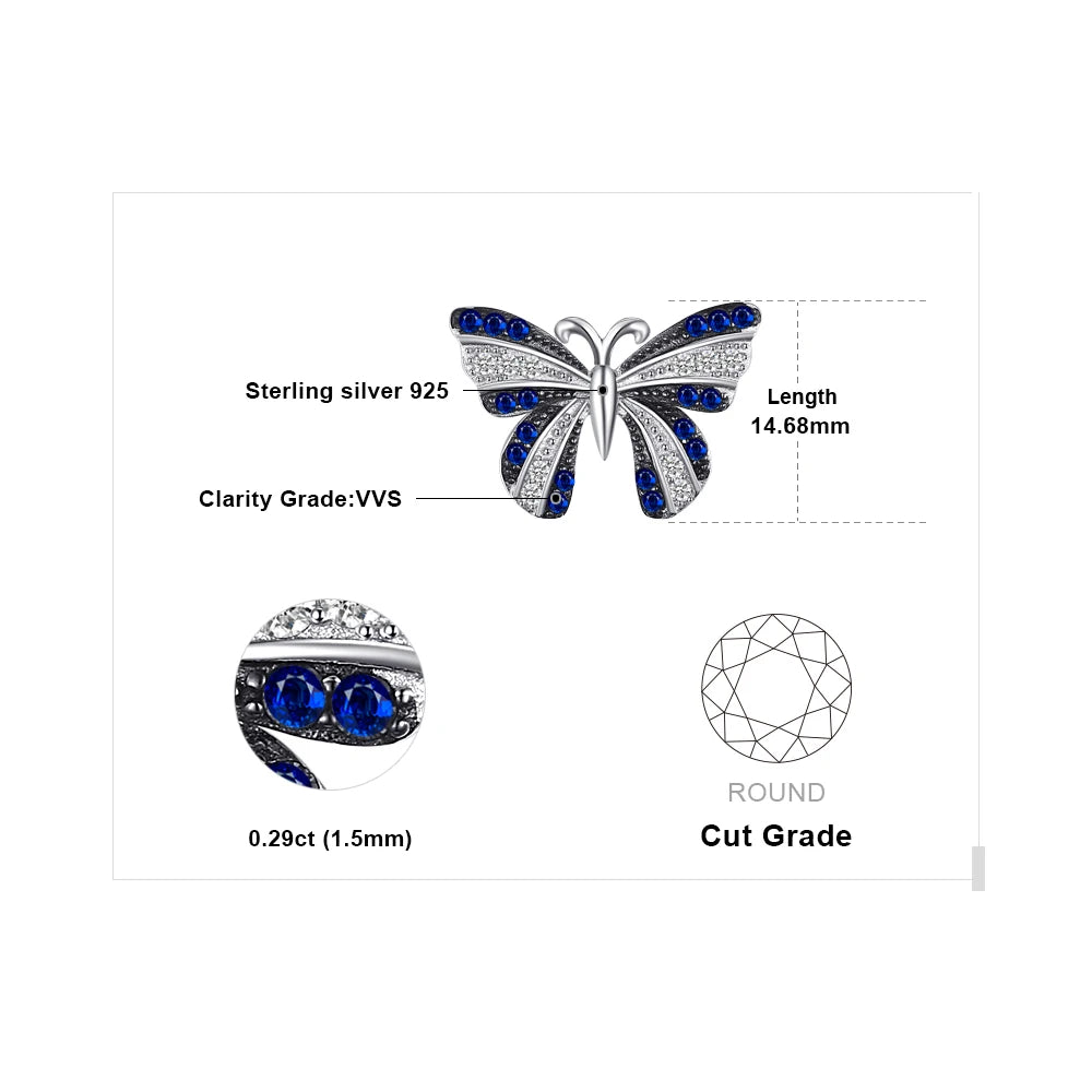 Butterfly Created Blue Spinel 925 Sterling Silver Pendant Necklace for Woman Trendy Fine Jewelry Gift No Chain