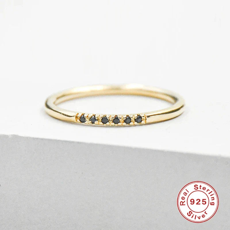 Square Black Diamond Ring Sterling Silver Gold Rings For Women Luxury Fine Jewelry Wedding Rings-Dollar Bargains Online Shopping Australia