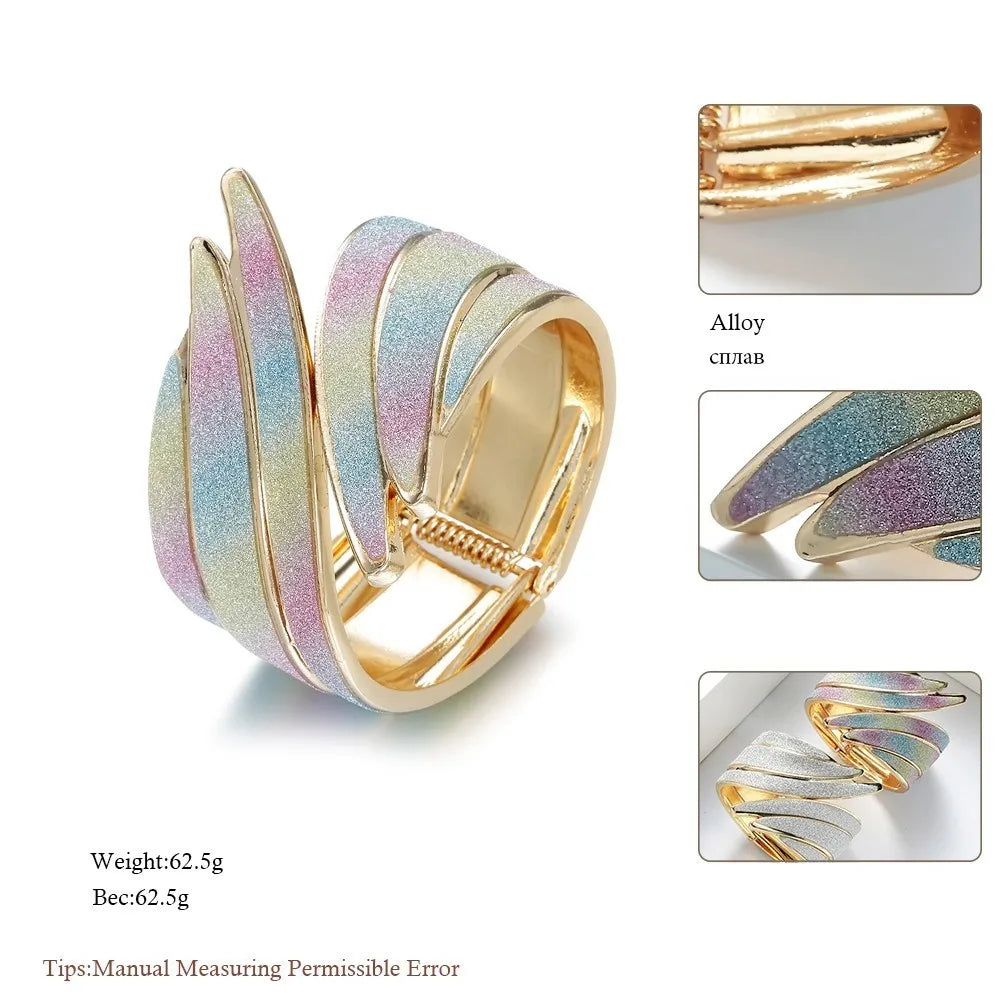 Metal Cuff Bracelets Bangles Women Jewelry Fashion Gold Color Feather Width Charm