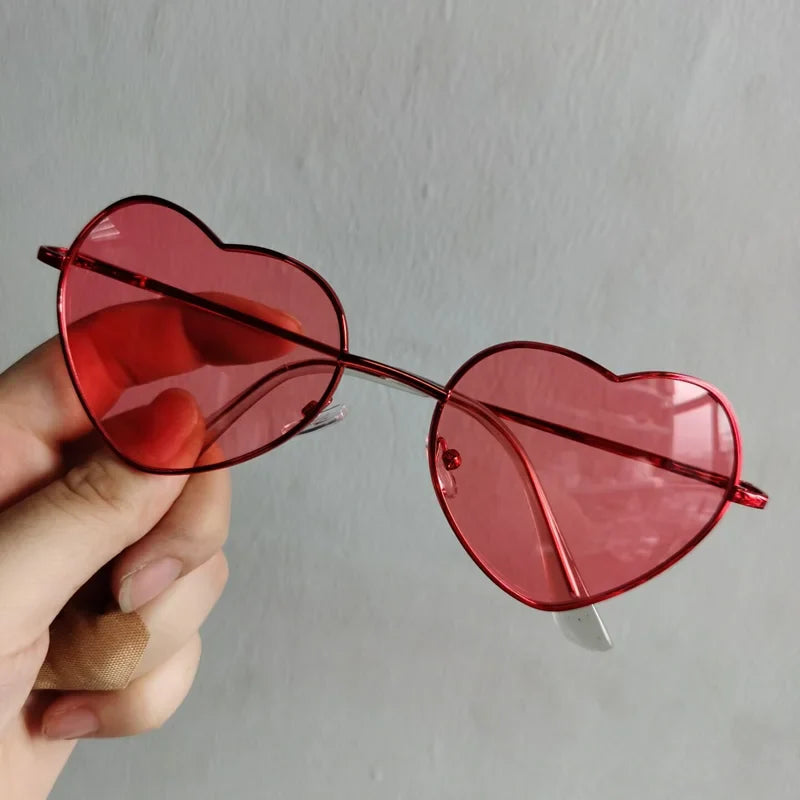 Ladies Heart Shaped Sunglasses metal Women Brand Designer Fashion Rimless LOVE Clear Ocean Lenses Sun Glasses UV400-Dollar Bargains Online Shopping Australia