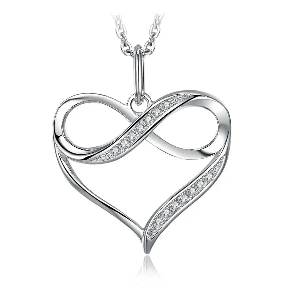 Infinity Love Knot Heart 925 Sterling Silver Pendant Necklace for Womam Girl Fashion Fine Jewelry Gift No Chain